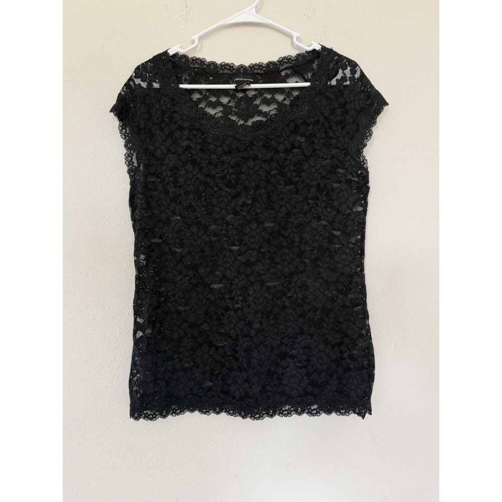 Y2K Moda International Floral Sheer Lace Cap Sleeve Top Womens M Fairy Ethereal